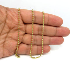 10K Yellow Gold 2mm Moon Cut Diamond Ball Bead Chain Necklace Mens Women 16"-30"