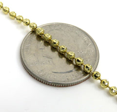 10K Yellow Gold 2mm Moon Cut Diamond Ball Bead Chain Necklace Mens Women 16"-30"