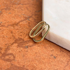 14K REAL Solid Yellow Gold Oval Paperclip Earring, Genuine 14k Yellow Gold