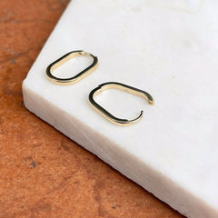 14K REAL Solid Yellow Gold Oval Paperclip Earring, Genuine 14k Yellow Gold