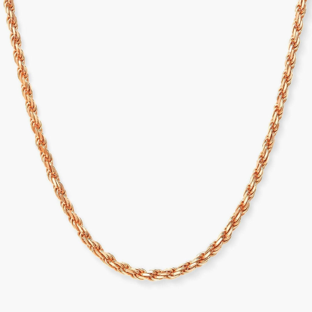 14K Rose Gold Plated Silver Rope Chain for Men Women