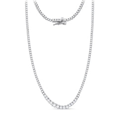 14K White Gold 5 Ct Lab Grown Diamond Graduated Tennis Necklace 17 Inch