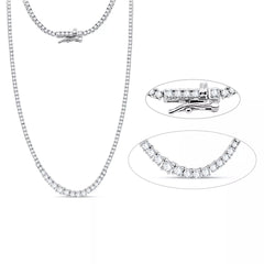 14K White Gold 5 Ct Lab Grown Diamond Graduated Tennis Necklace 17 Inch