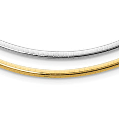 14K Yellow Gold-Plated Silver 925 3mm 4mm 6mm Italian Reversible Omega Necklace