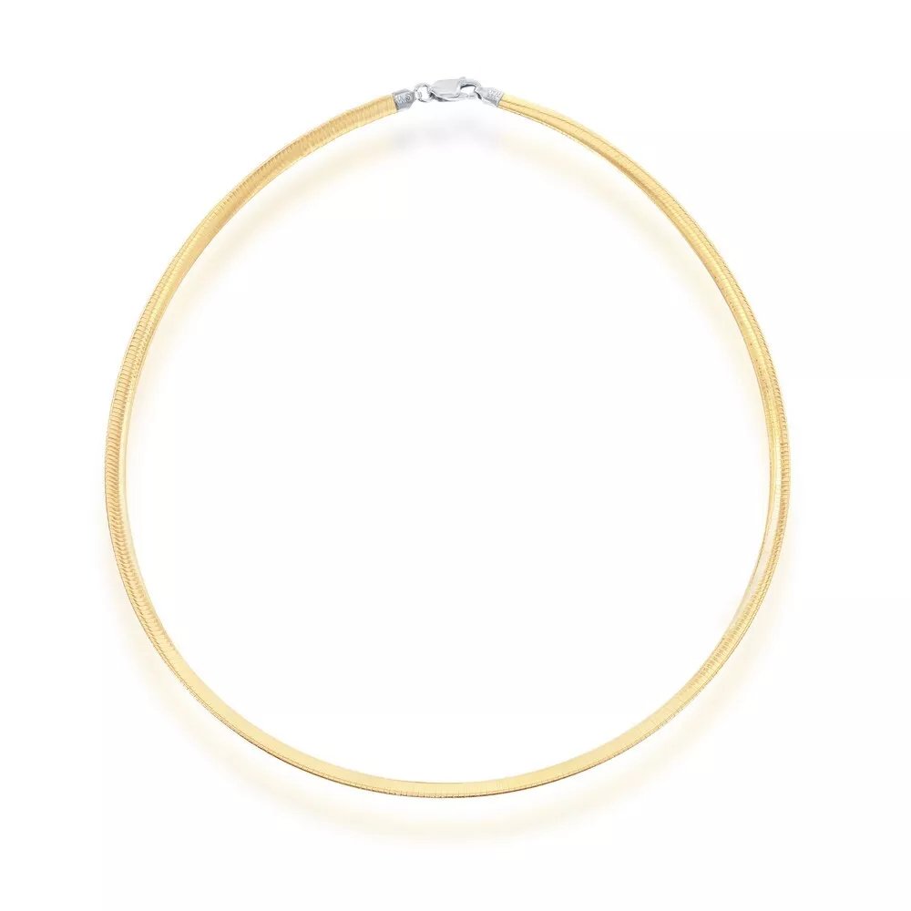 14K Yellow Gold-Plated Silver 925 4mm Italian Reversible Omega Chain Necklace