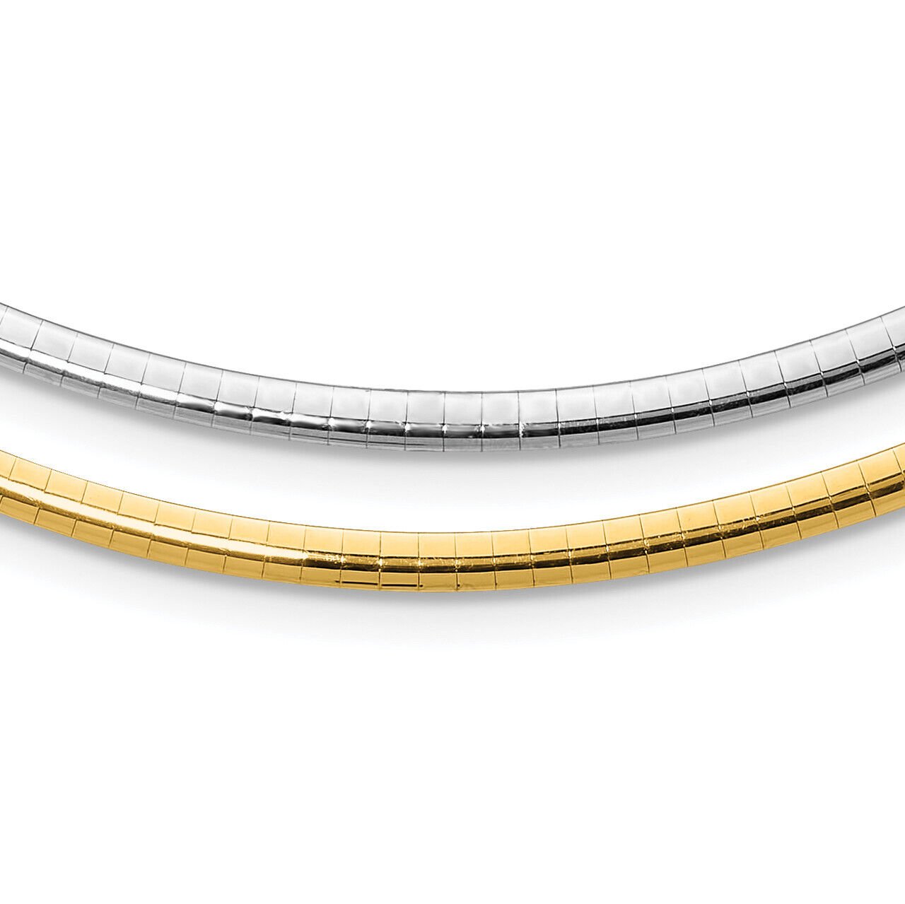 14K Yellow Gold-Plated Silver 925 6mm Italian Reversible Omega Chain Necklace
