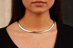 14K Yellow Gold-Plated Silver 925 6mm Italian Reversible Omega Chain Necklace