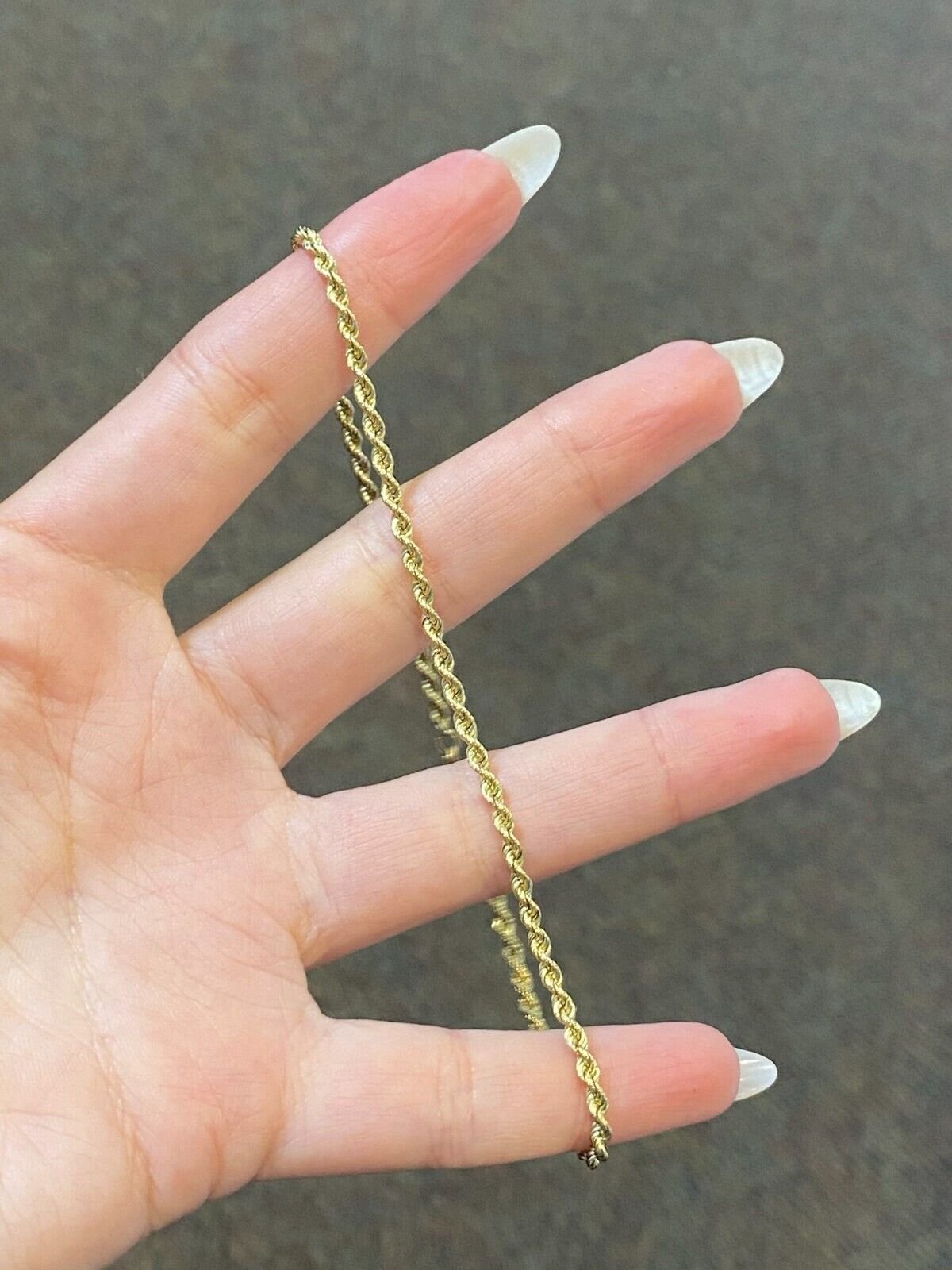 14K Yellow Gold 2mm Diamond Cut Rope Chain Anklet 10'' Inch FULLY SOLID