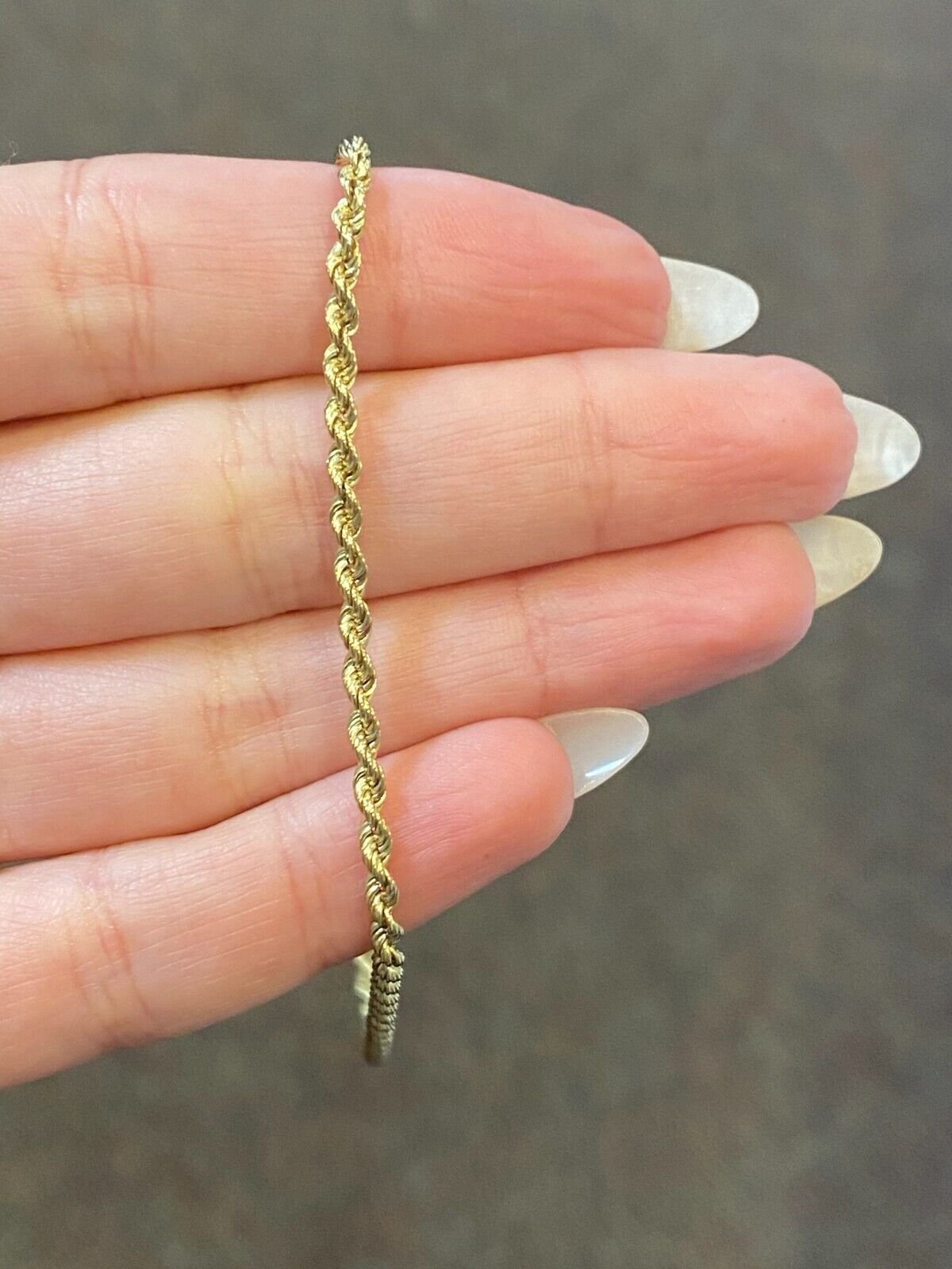 14K Yellow Gold 2mm Diamond Cut Rope Chain Anklet 10'' Inch FULLY SOLID