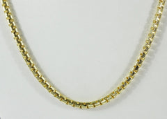 14K Yellow Gold Plated Over 925 Sterling Silver Diamond Cut Round Box 1.3mm
