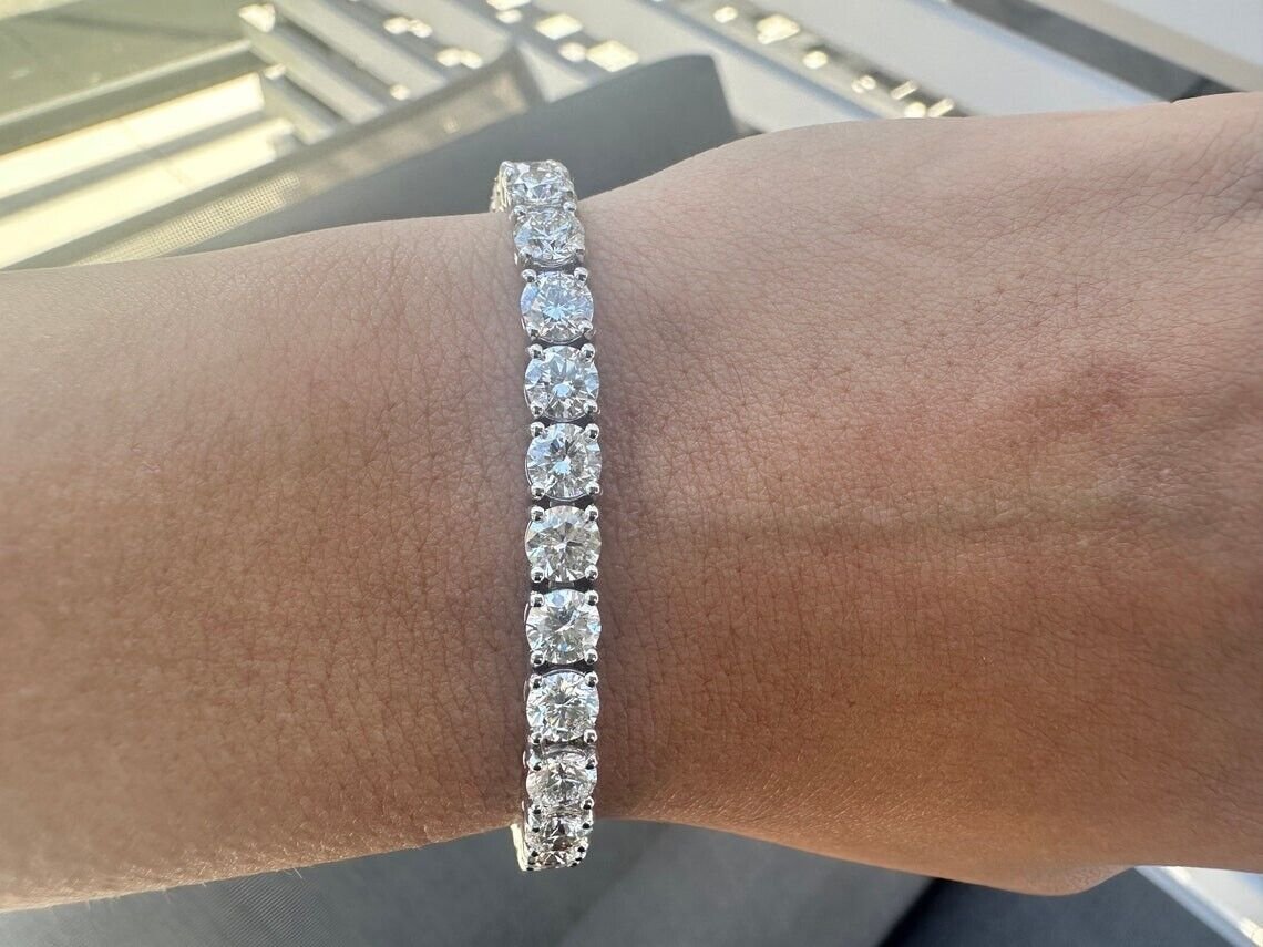 14k White Gold 13.50 Ct Lab Grown Diamond Tennis Bracelet 7 Inch E-F Color VS