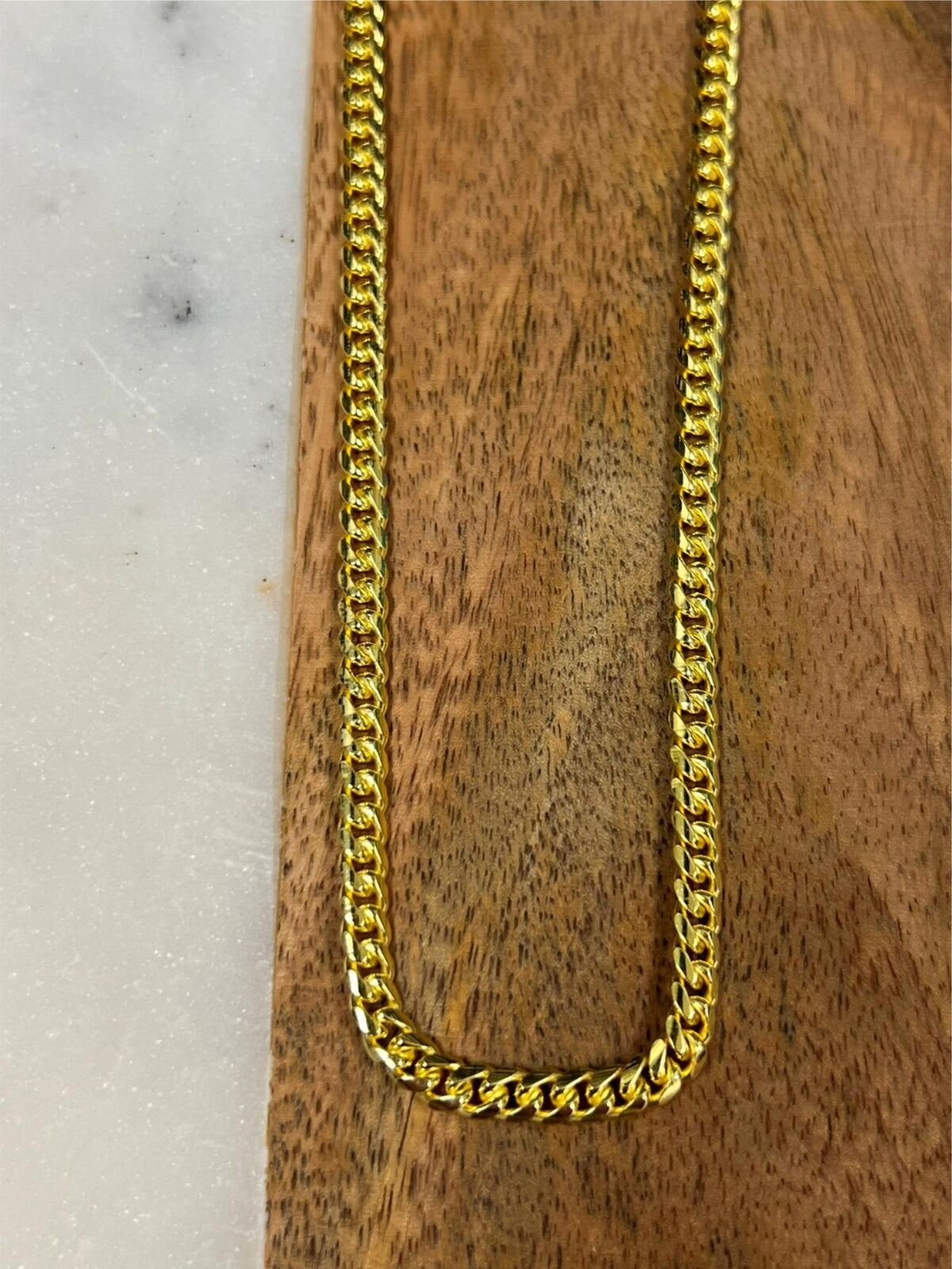 14k Yellow Gold Plated Over 925 Sterling Silver 5mm Miami Cuban Chain Box Lock