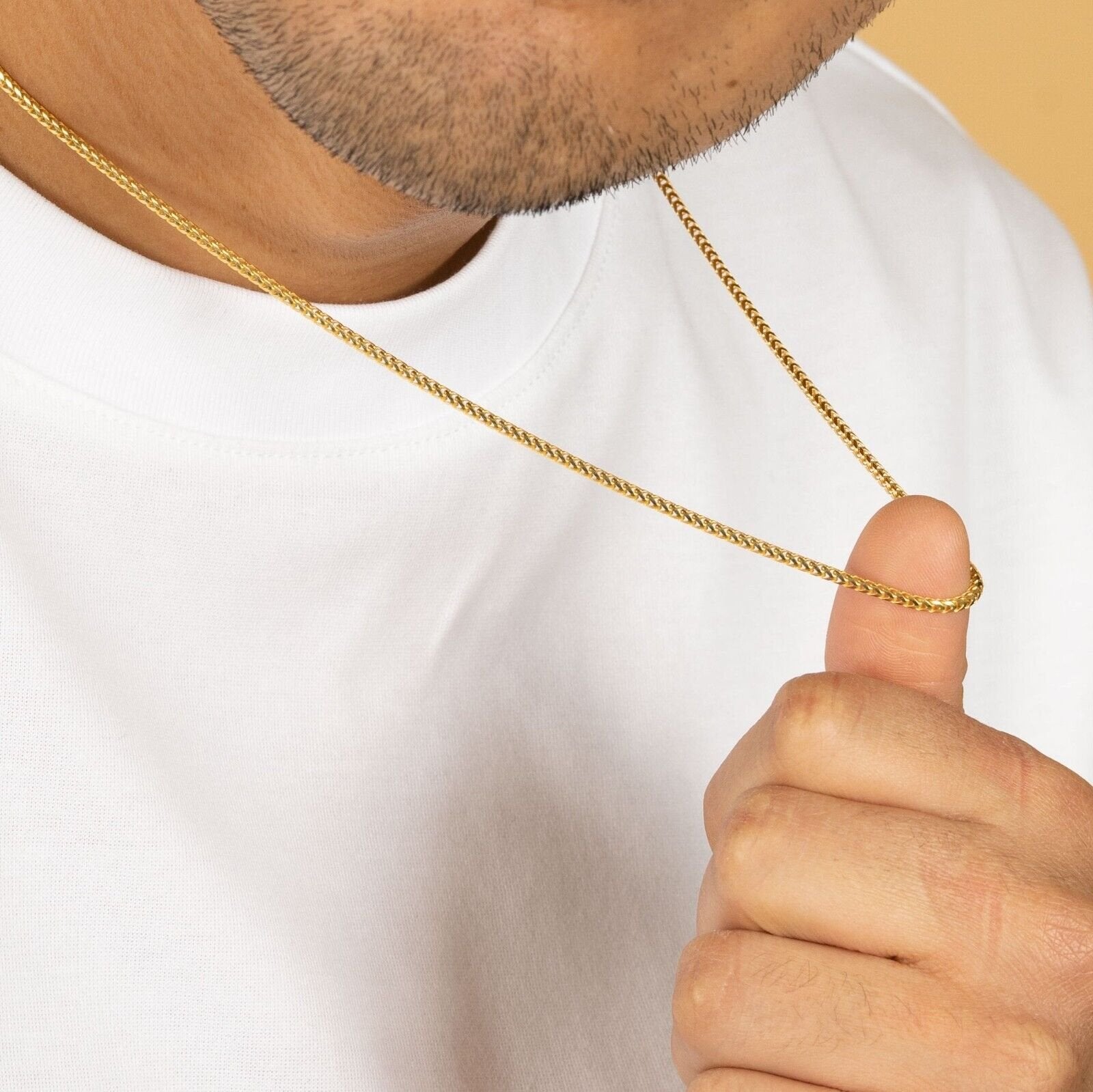 18k Solid Yellow Gold Shiny 1.7mm Franco Chain Necklace, 20”- 9.60 Grams