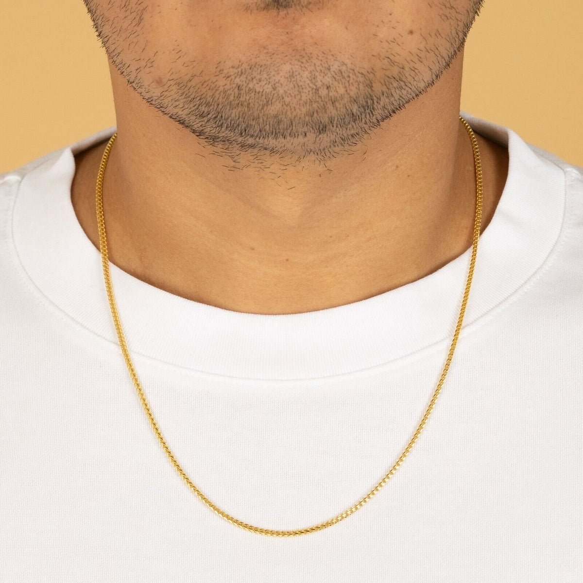 18k Solid Yellow Gold Shiny 1.7mm Franco Chain Necklace, 20”- 9.60 Grams