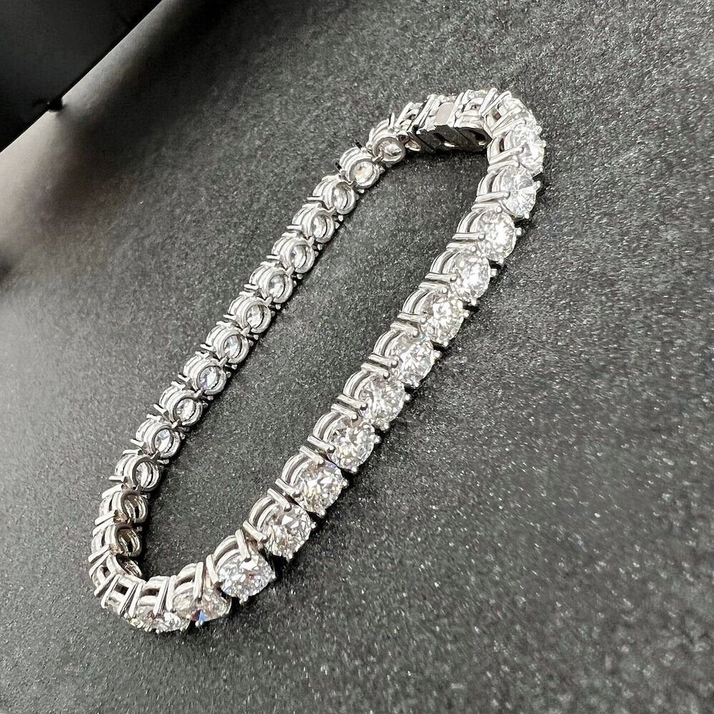 19.5 Ct TW Round Diamond 7.5" Tennis Bracelet 14k White Gold Lab Grown D VS