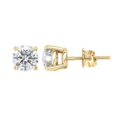 1/2ct TW Natural Round Diamond Solitaire Stud Earrings 14K Yellow Gold NEW