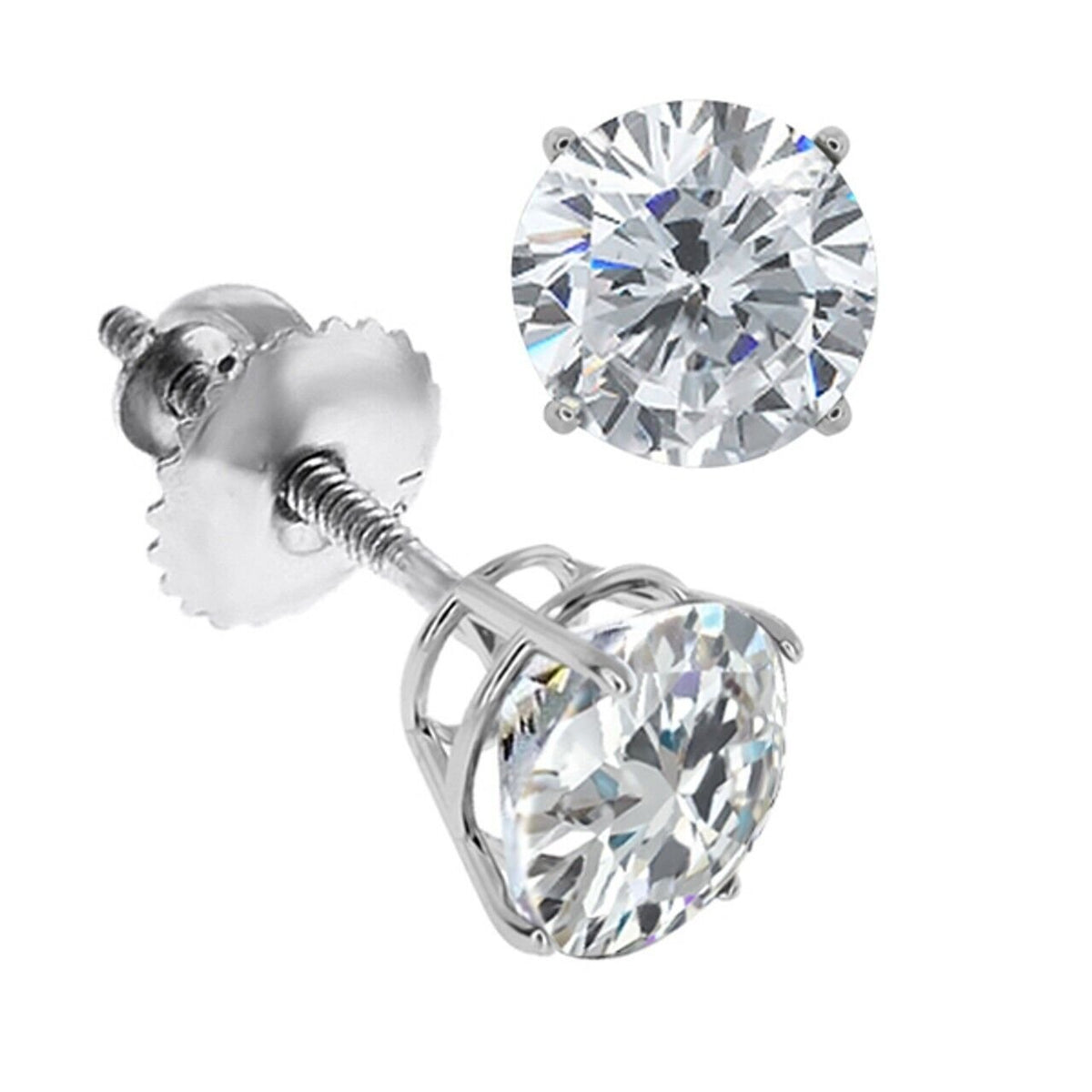 1/2ct TW Real (Natural) Round Diamond Solitaire Stud Earrings 14K Yellow Gold