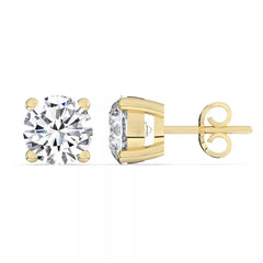2.00 Ct F VS1 Round Cut Lab Grown Diamond Stud Earrings 14k Gold Push Backs