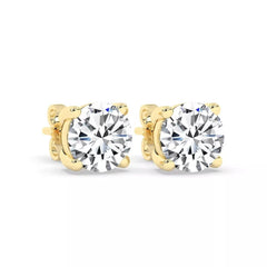 2.00 Ct F VS1 Round Cut Lab Grown Diamond Stud Earrings 14k Gold Push Backs