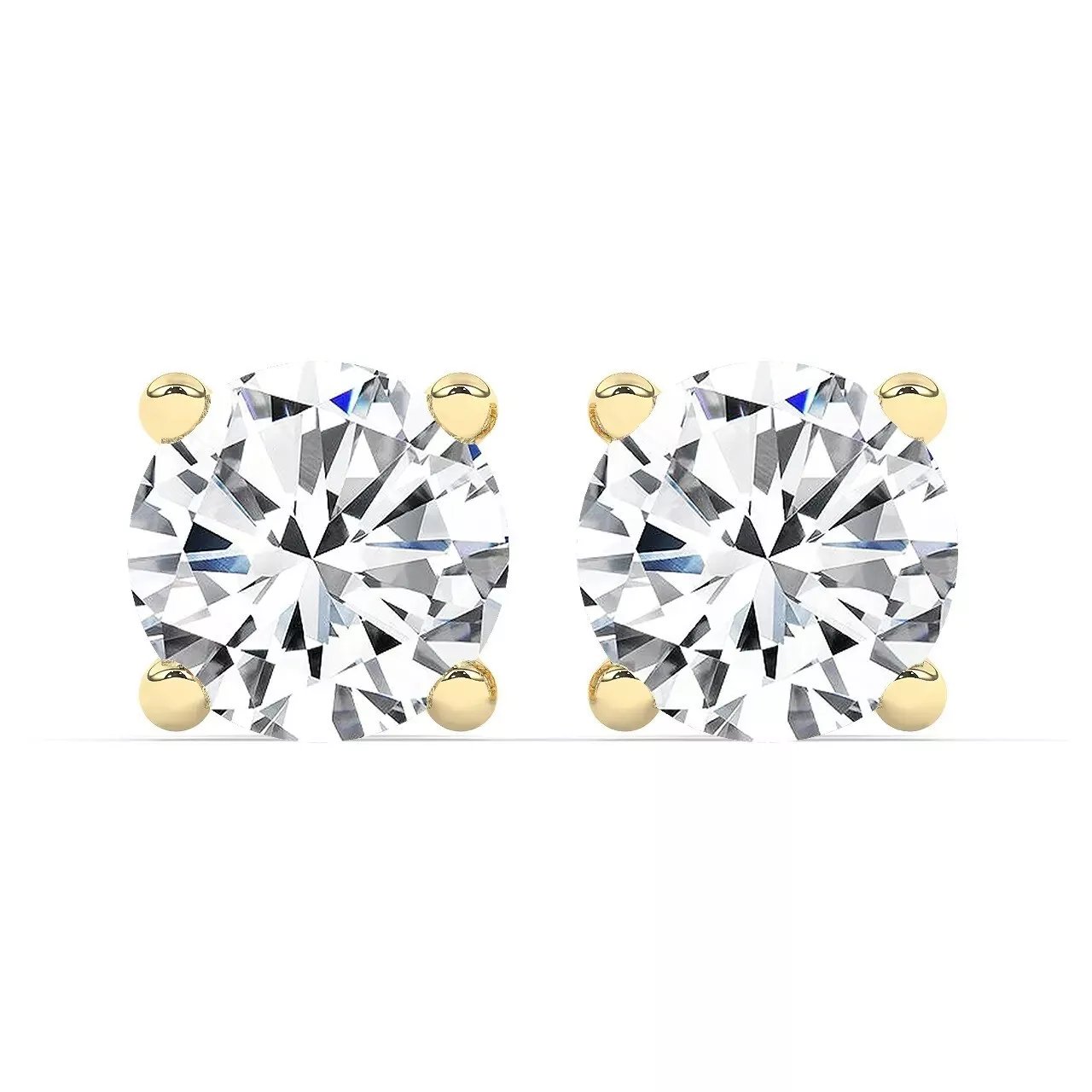 2.00 Ct G VS1 Round Cut Lab Grown Diamond Stud Earrings 14k Gold Push Backs