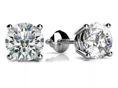 2.00 Ct G VS1 Round Cut Lab Grown Diamond Stud Earrings Screw Back 14k Gold