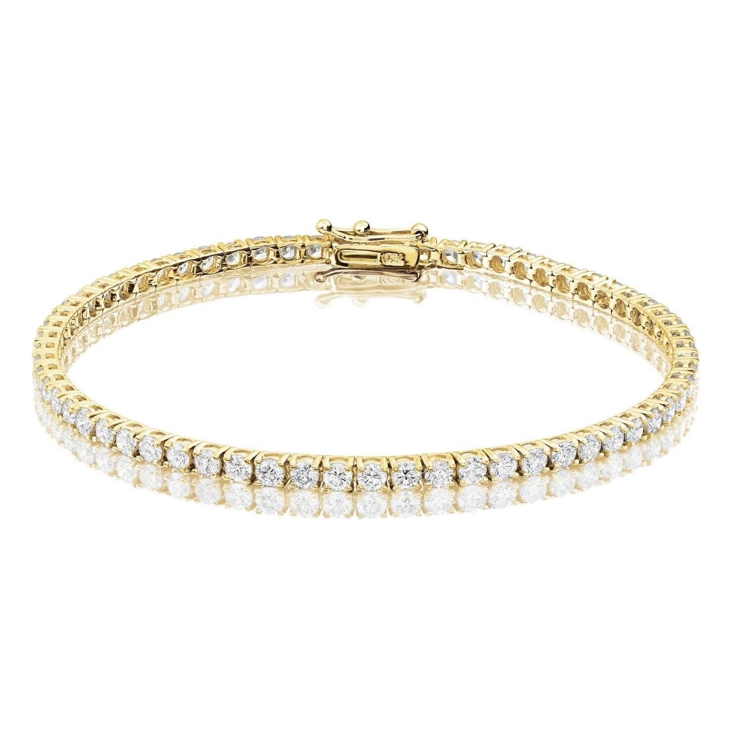 2.80 Carat Round Natural Diamond Tennis Bracelet 14K Yellow Gold 7" Women's Men