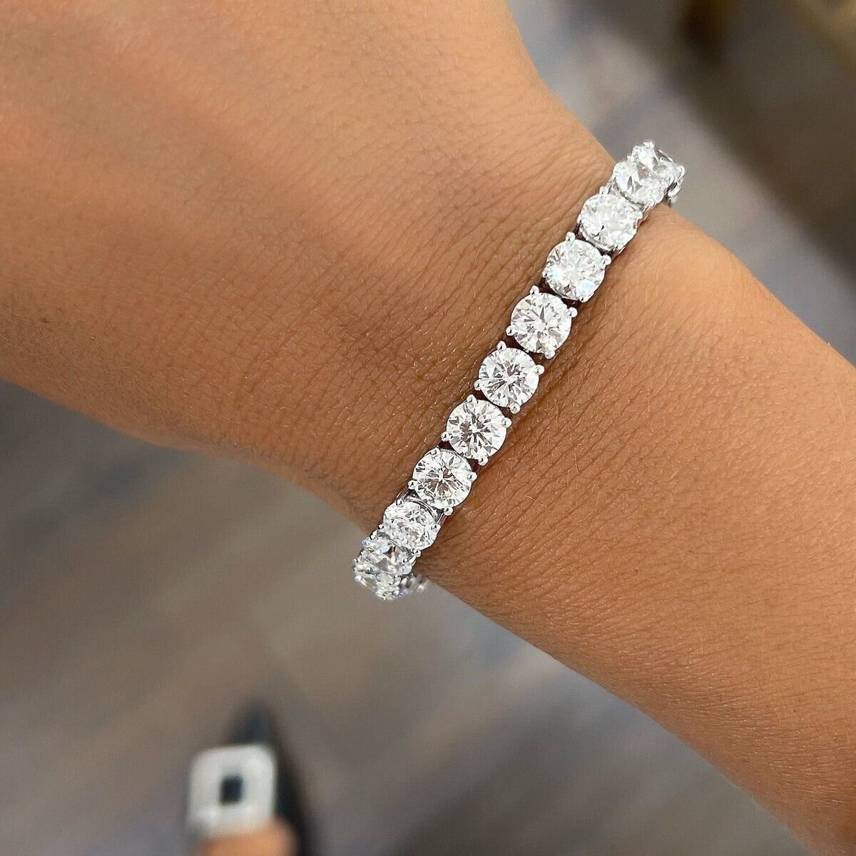 26Ct TW Round Diamond 7" Tennis Bracelet 14k White Gold Lab Grown D VS