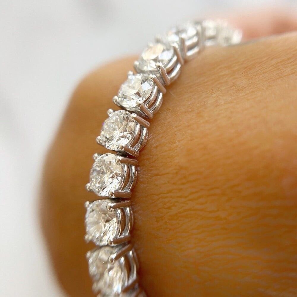 28Ct TW Round Diamond 7.5" Tennis Bracelet 14k White Gold Lab Grown (DE/VS)