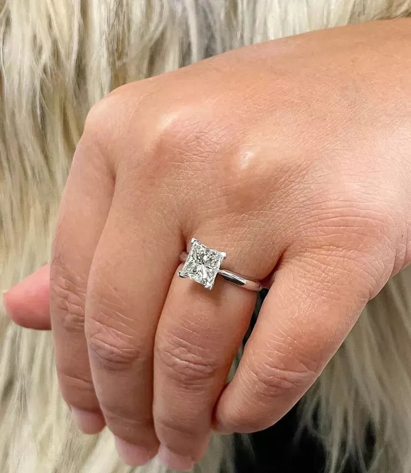 IGI Certified 3.15 Ct Princess Cut Lab Grown Diamond Ring 14k Gold E VS1