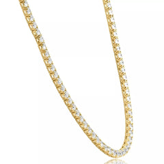 Huge 38 Ct Diamond Tennis Necklace 14K Yellow Gold 22" Lab Grown D VS
