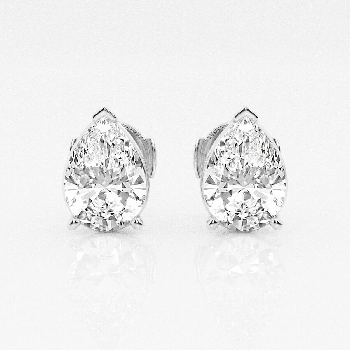 4.00 Ctw Lab Grown Pear Diamond Stud Earrings Round E VVS1 In 14K White Gold