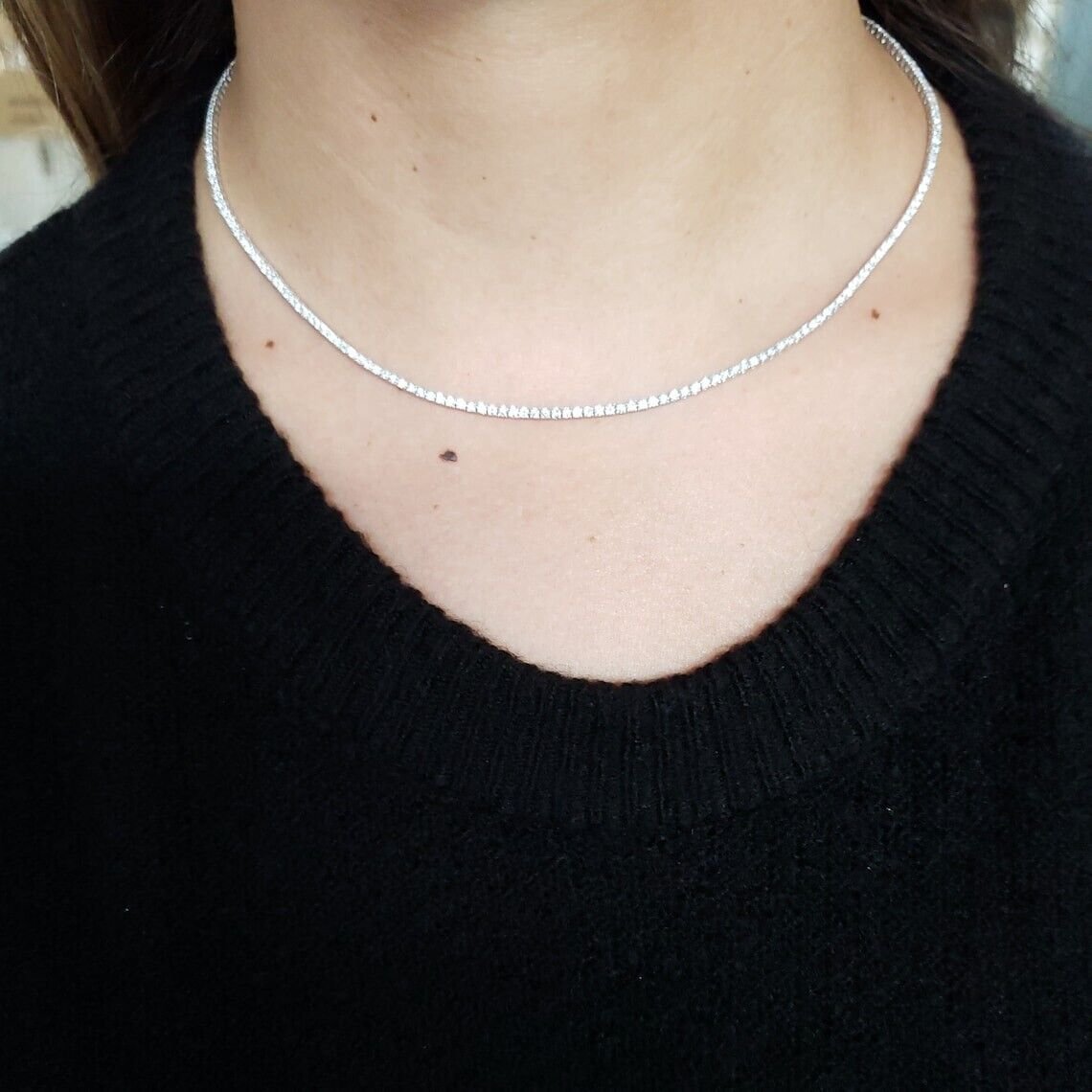 4.20 Ct Lab-Grown D VS Diamond Set Men's Tennis Necklace In 14k White Gold 20''