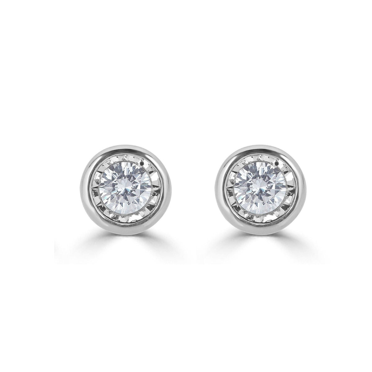 4K White Gold Bezel Stud Earrings, Bezel Set Earrings Studs, 14k  Gold Earrings, White Gold Bezel Studs, 3MM 4MM 5MM 6MM