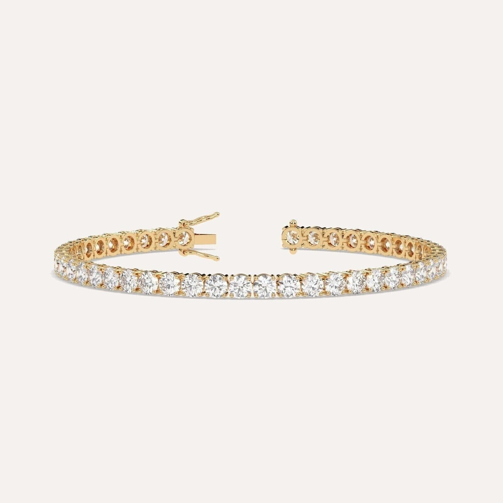 5.70 Carat Genuine Round-Cut Real Diamond Tennis Bracelet 7" 14K Yellow Gold