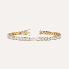 5.70 Carat Genuine Round-Cut Real Diamond Tennis Bracelet 7" 14K Yellow Gold