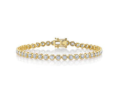 6.30 Ct TW Round Diamond 7" Bezel Setting Tennis Bracelet 14k Yellow Gold Lab Grown D VS
