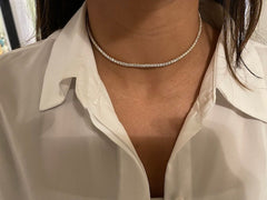 6.50 Ct Lab-Grown E VS Diamond Set Women Tennis Necklace In 14k Yellow Gold 16''
