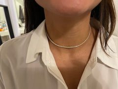 6.50 Ct Lab-Grown E VS Diamond Set Women Tennis Necklace In 14k Yellow Gold 16''