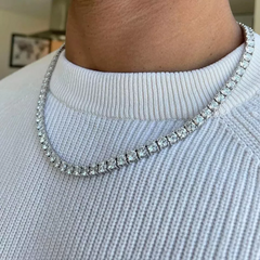 60CT, D-F/VS Lab Grown Round Diamond Tennis Necklace, 14K Yellow Gold -57 Grams