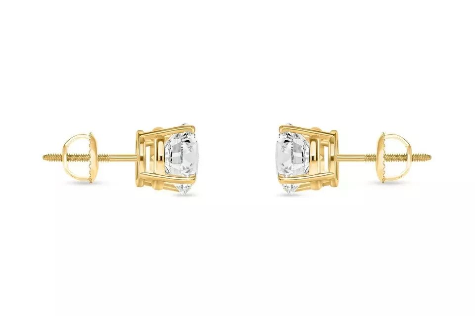 8.00 Ct G VS1 Round Cut Lab Grown Diamond Stud Earrings 14k Gold Screw Backs