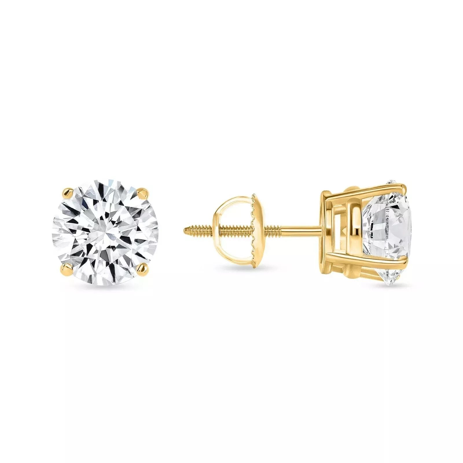 8.00 Ct G VS1 Round Cut Lab Grown Diamond Stud Earrings 14k Gold Screw Backs