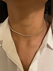 8.20 Ct Lab-Grown D VS Diamond Set Women Tennis Necklace In 14k White Gold 18''