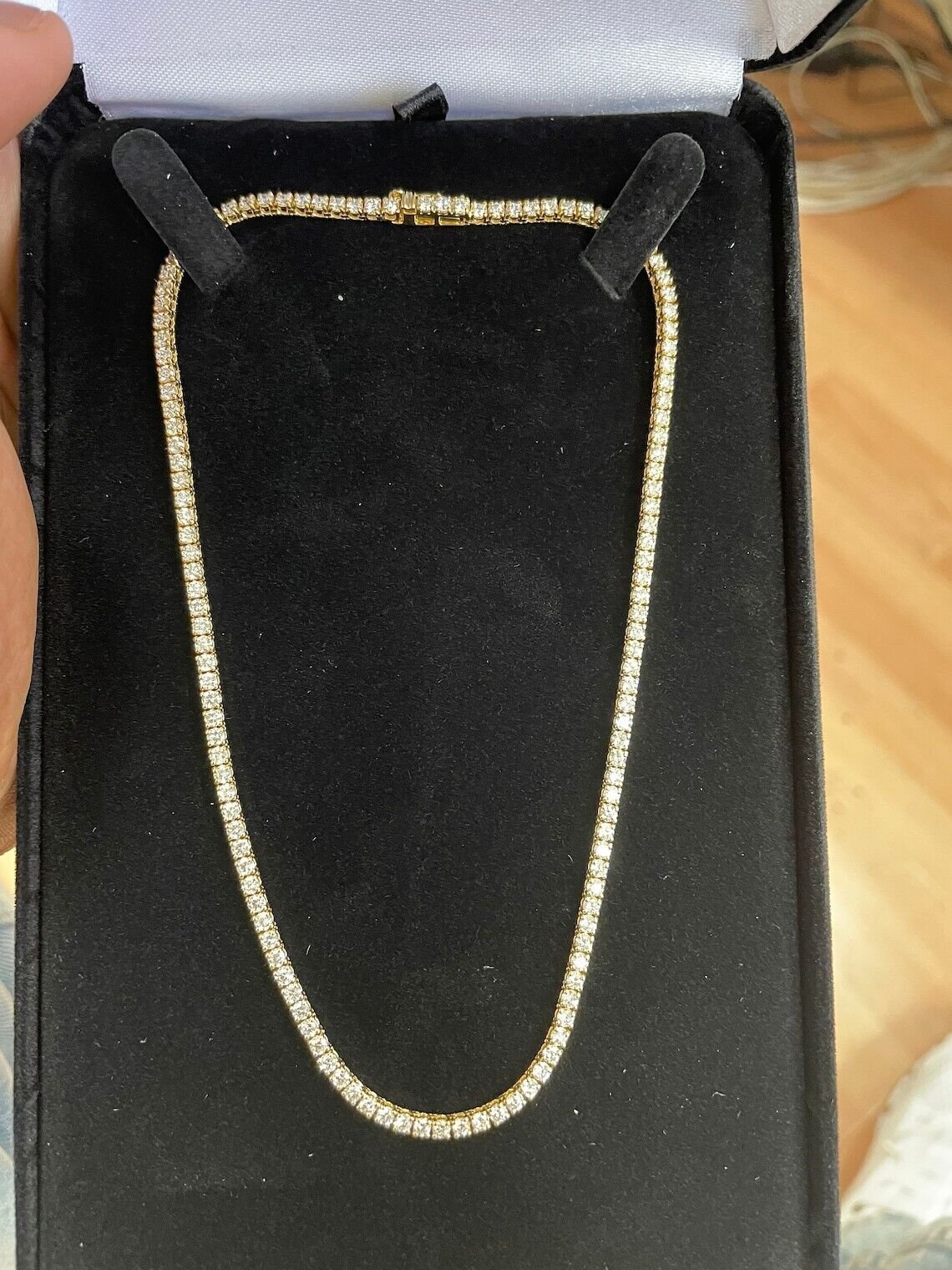 8.20 Ct Lab-Grown D VS Diamond Set Women Tennis Necklace In 14k White Gold 18''
