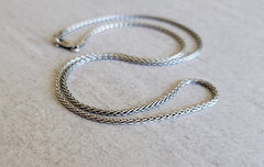 Solid 925 Oxidized Sterling Silver Italian Spiga Wheat Chain 2mm