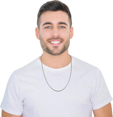 Oliver & Navy 925 Sterling Silver 2.5mm Adjustable Margarita Sparkle Rock Chain Necklace, Bolo Necklace, 24 Inch Adjustable Chain, Men Women Girls Boys