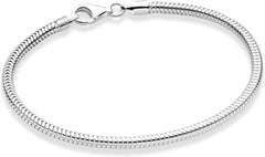 925 Sterling Silver Italian 3mm Round Snake Chain Bracelet Anklet 