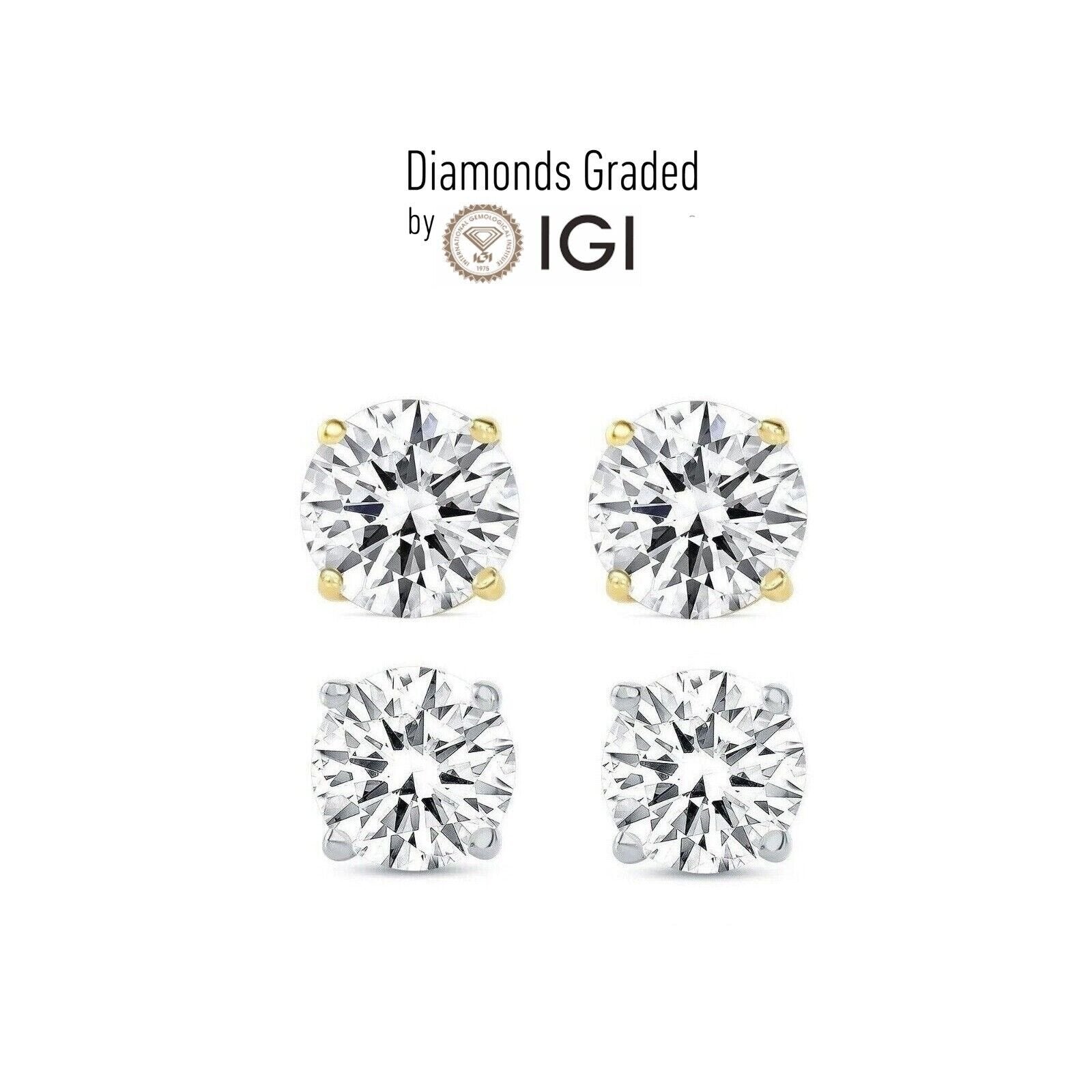 Diamond Stud Earrings 4 Carat IGI Certified Lab Grown Solitaire E VS  Ideal 4ct