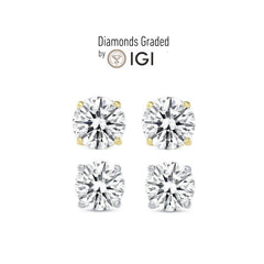 Diamond Stud Earrings 4 Carat IGI Certified Lab Grown Solitaire E VS  Ideal 4ct