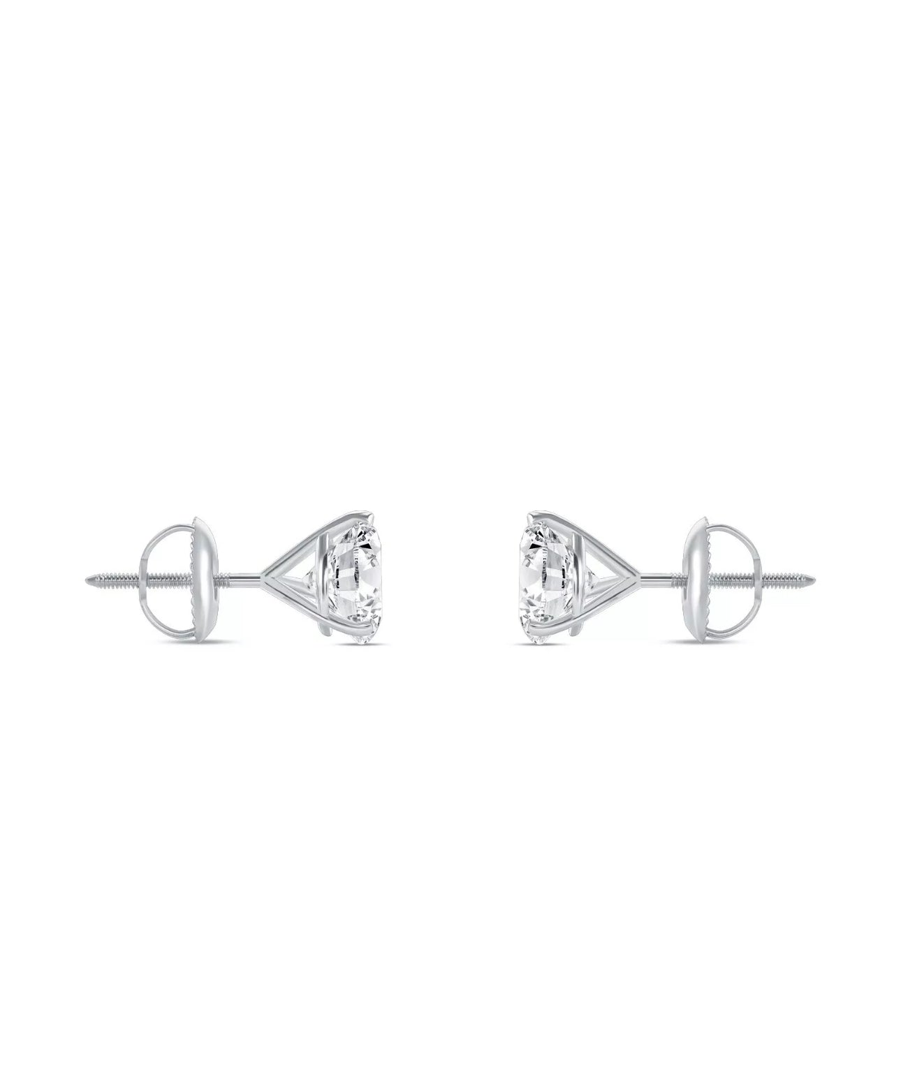3 Carat E VVS2 3-Prong Martini IGI Certified Lab Grown Diamonds 14k White Gold Screw Back