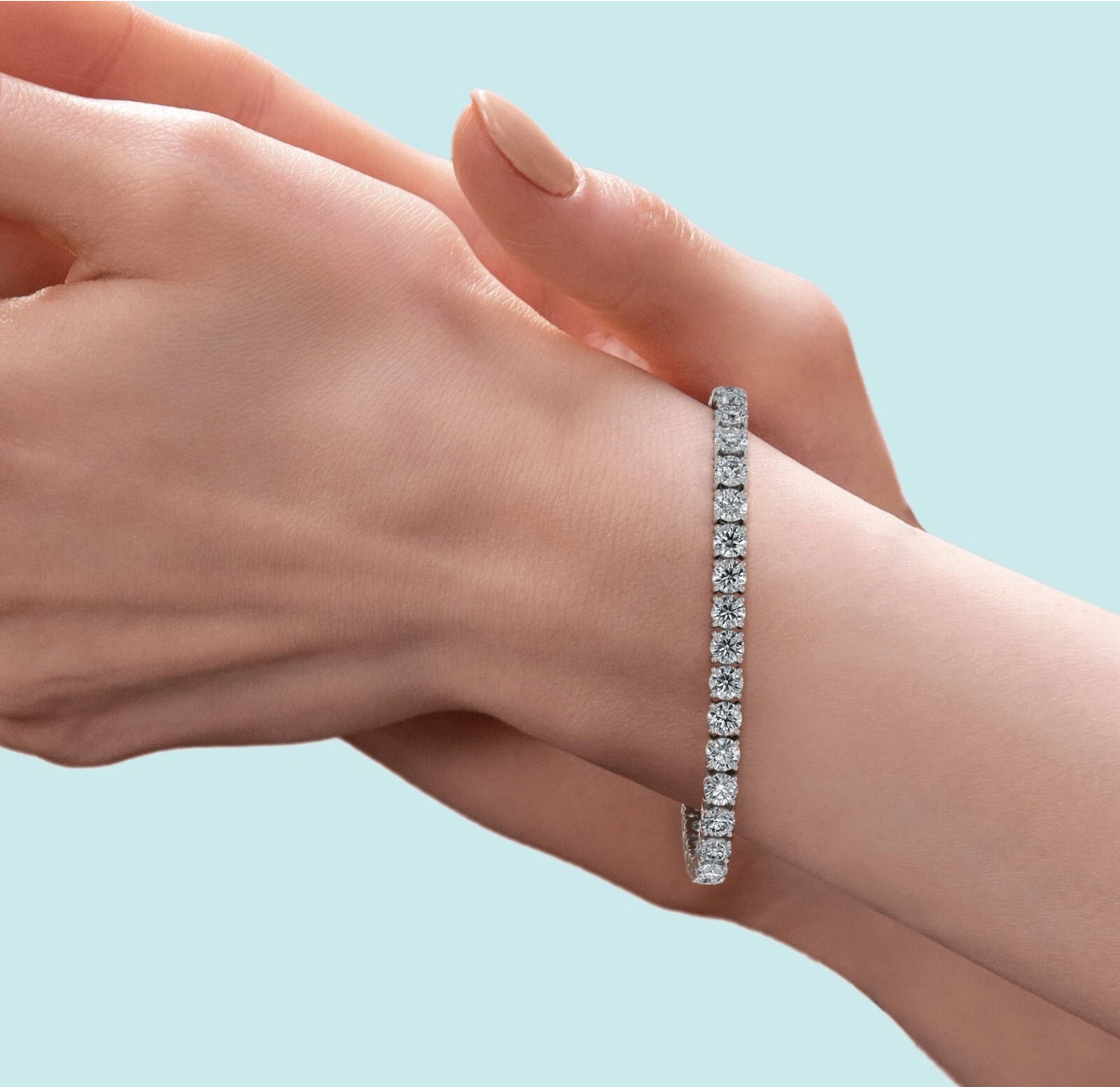 12 Ct TW Round Lab Grown Diamond 7" Tennis Bracelet 14k White Gold D VS